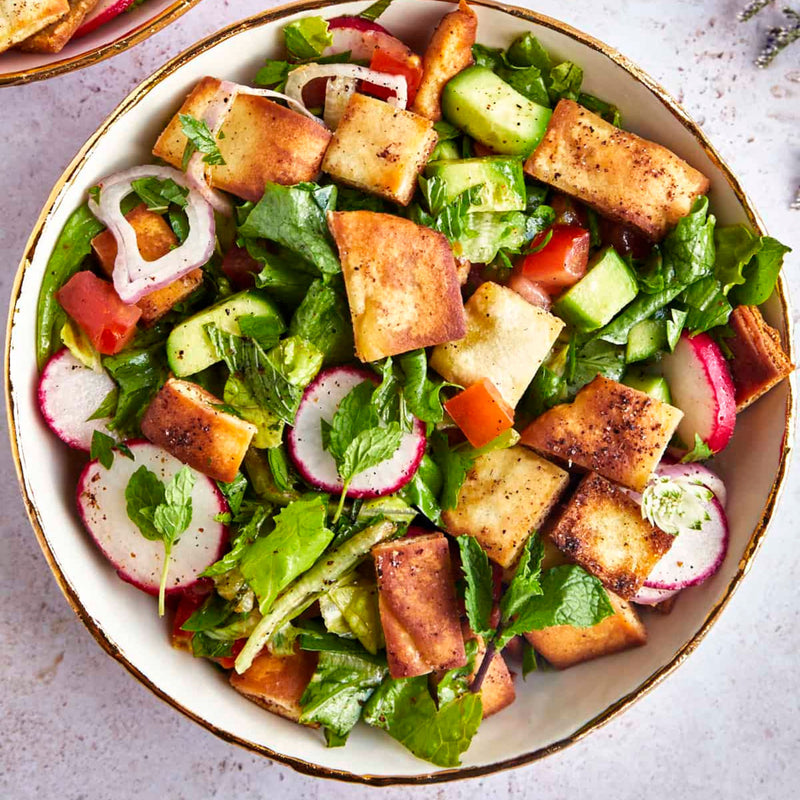FATTOUSH WITH POMEGRANATE VINEGAR DRESSING (Individual Serving Size)