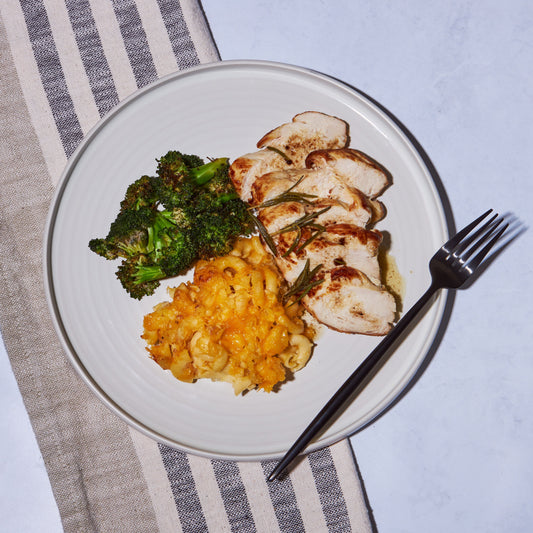 Rosemary Chicken + Mac & Cheese + Oven Roasted Broccoli (Individual Serving Size)