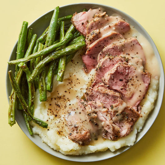 Pork Tenderloin + Mashed Potatoes + Green Beans (Individual Single Serving)