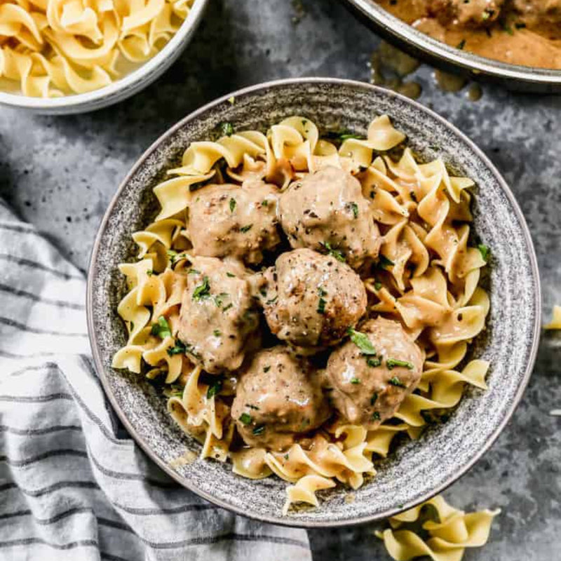 Swedish Meatballs + Egg Noodles + Zucchini Medley (3 Servings)