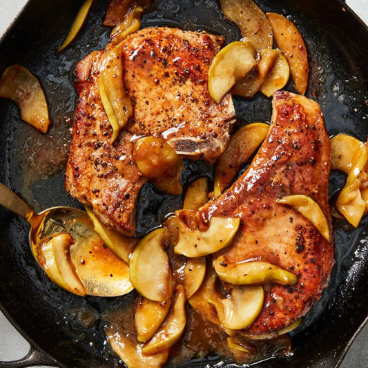 Pork Chops and Apples With Miso Caramel