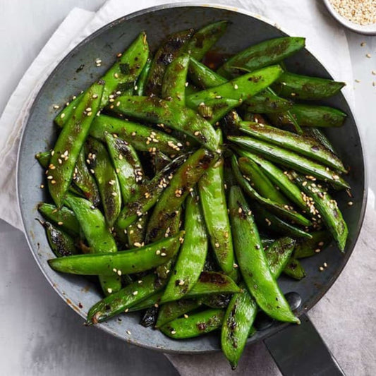 Charred Sugar Snap Peas with Garlic Miso