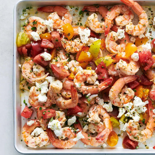 Shrimp With Tomatoes, Feta and Oregano + White Rice (Individual Serving Size)