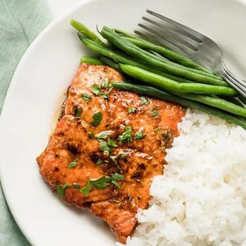 MAPLE MISO SALMON + RICE + SAUTEED GREEN BEANS (3 Servings)